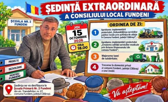 Fundeni | Proiecte pentru serviciile publice și dispensar pe agenda ședinței extraordinare a Consiliului Local 
